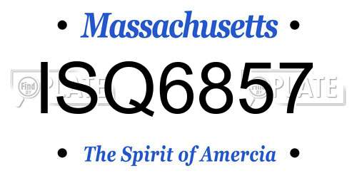 ISQ6857 Massachusetts License Plate