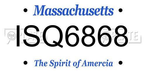ISQ6868 Massachusetts License Plate
