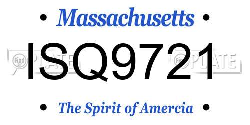 ISQ9721 Massachusetts License Plate