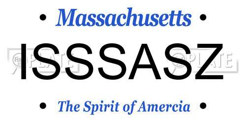 ISSSASZ Massachusetts License Plate