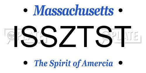 ISSZTST Massachusetts License Plate
