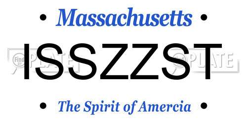 ISSZZST Massachusetts License Plate