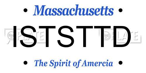 ISTSTTD Massachusetts License Plate