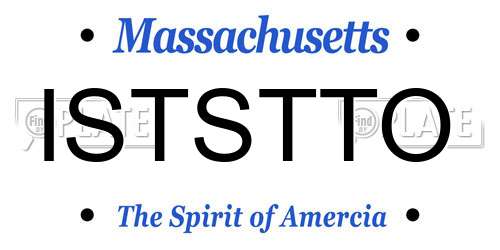 ISTSTTO Massachusetts License Plate