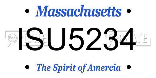 ISU5234 Massachusetts License Plate