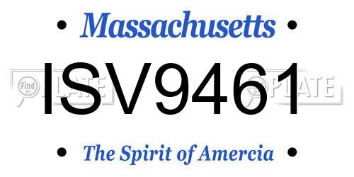 ISV9461 Massachusetts License Plate