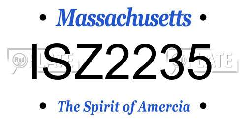 ISZ2235 Massachusetts License Plate