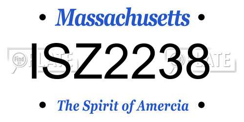 ISZ2238 Massachusetts License Plate