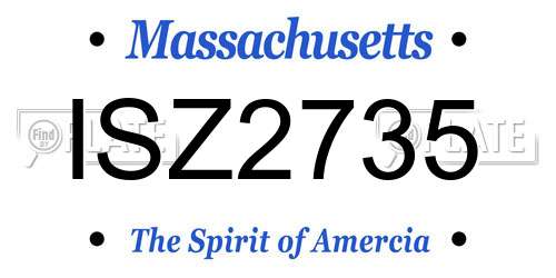 ISZ2735 Massachusetts License Plate