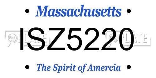ISZ5220 Massachusetts License Plate