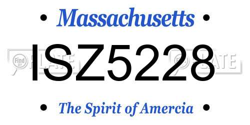 ISZ5228 Massachusetts License Plate