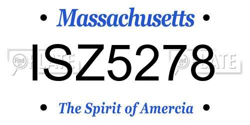 ISZ5278 Massachusetts License Plate