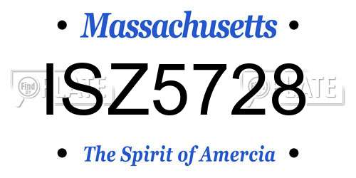 ISZ5728 Massachusetts License Plate