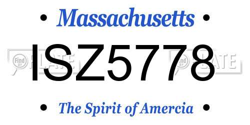 ISZ5778 Massachusetts License Plate