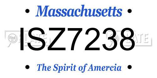 ISZ7238 Massachusetts License Plate