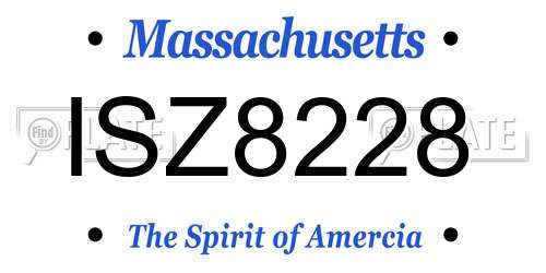 ISZ8228 Massachusetts License Plate
