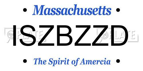 ISZBZZD Massachusetts License Plate