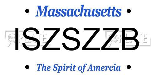 ISZSZZB Massachusetts License Plate