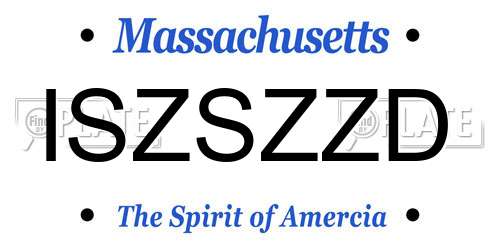 ISZSZZD Massachusetts License Plate