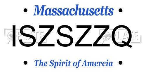 ISZSZZQ Massachusetts License Plate