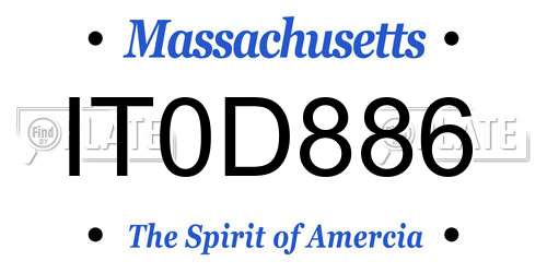 IT0D886 Massachusetts License Plate