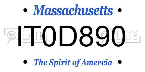 IT0D890 Massachusetts License Plate