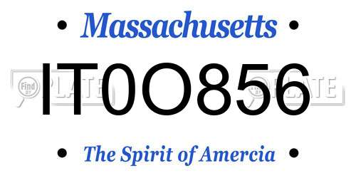 IT0O856 Massachusetts License Plate