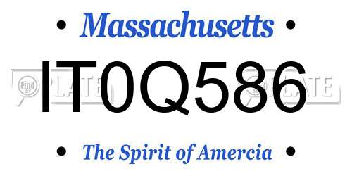 IT0Q586 Massachusetts License Plate
