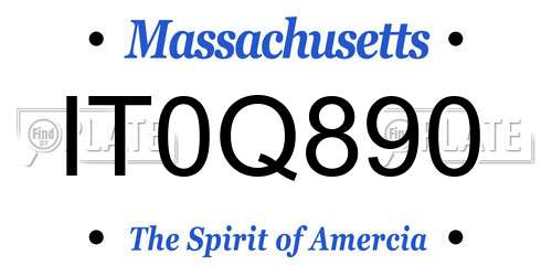 IT0Q890 Massachusetts License Plate