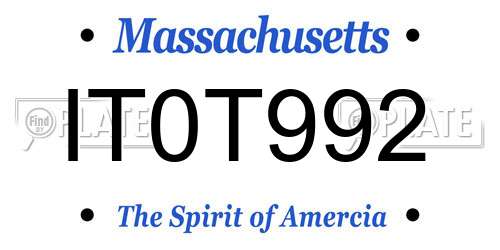 IT0T992 Massachusetts License Plate