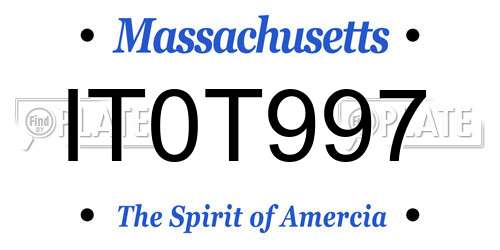 IT0T997 Massachusetts License Plate