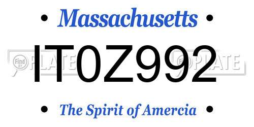 IT0Z992 Massachusetts License Plate
