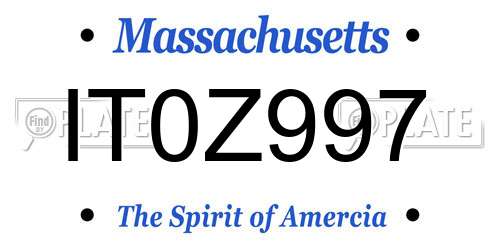 IT0Z997 Massachusetts License Plate