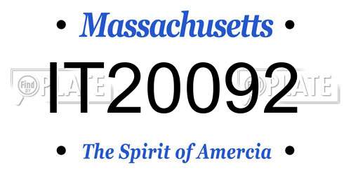 IT20092 Massachusetts License Plate