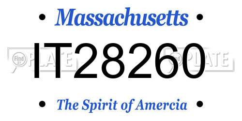 IT28260 Massachusetts License Plate
