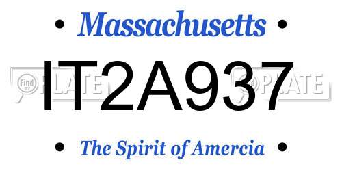 IT2A937 Massachusetts License Plate