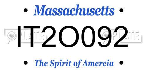 IT2O092 Massachusetts License Plate
