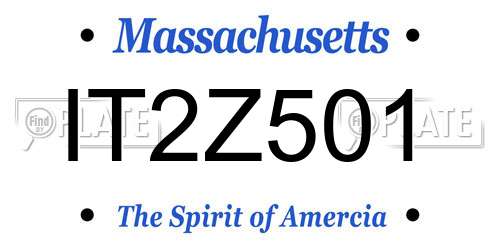 IT2Z501 Massachusetts License Plate