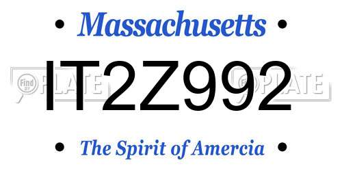 IT2Z992 Massachusetts License Plate