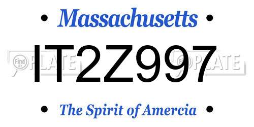 IT2Z997 Massachusetts License Plate
