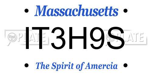IT3H9S Massachusetts License Plate