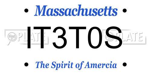 IT3T0S Massachusetts License Plate