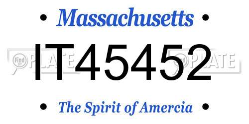 IT45452 Massachusetts License Plate