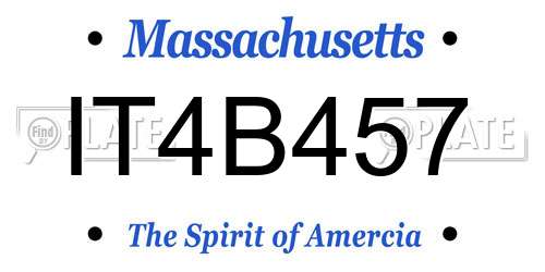 IT4B457 Massachusetts License Plate