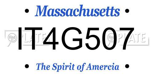 IT4G507 Massachusetts License Plate