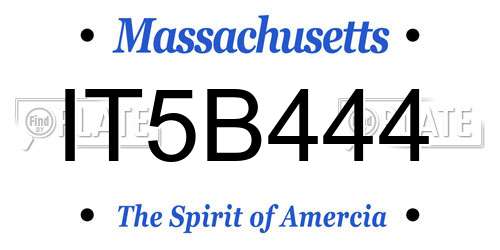 IT5B444 Massachusetts License Plate