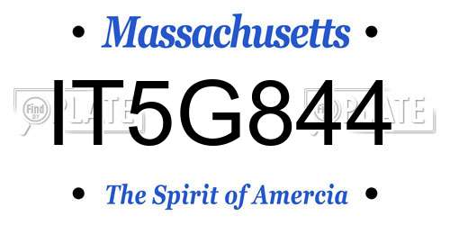 IT5G844 Massachusetts License Plate