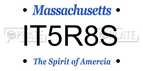 IT5R8S Massachusetts License Plate