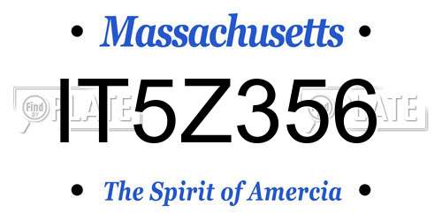 IT5Z356 Massachusetts License Plate
