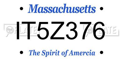 IT5Z376 Massachusetts License Plate